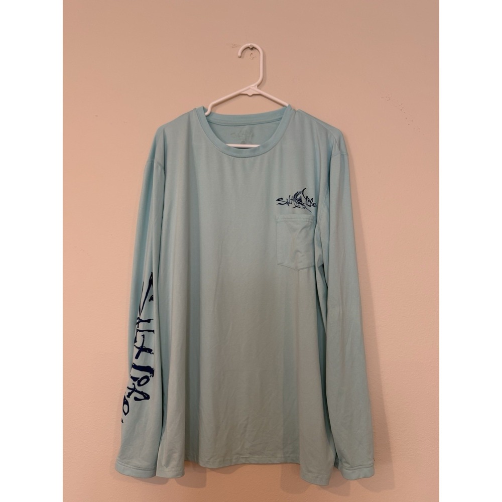 Salt Life Brand Soft Blue Long Sleeve Swim Ocean Rash Guard XL